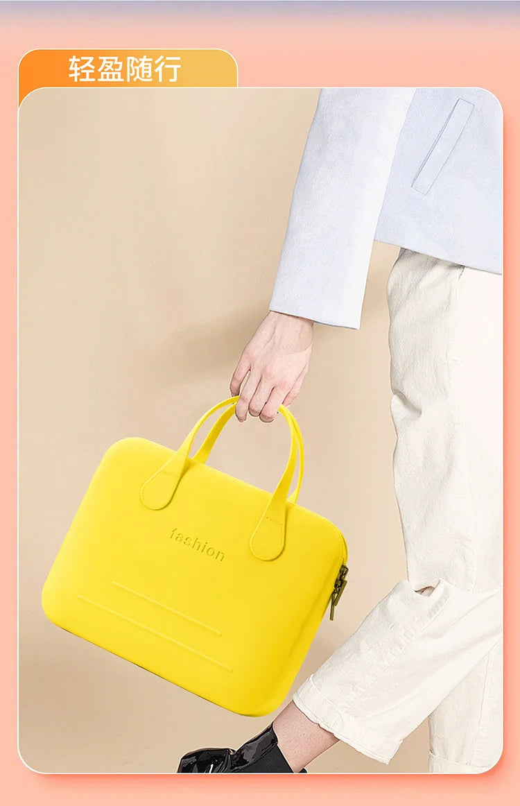 Morandi Colorful Computer Hand Bag Light Trendy 14 Inch Laptop Bag for Girls Student Portable EVA Waterproof Handbag