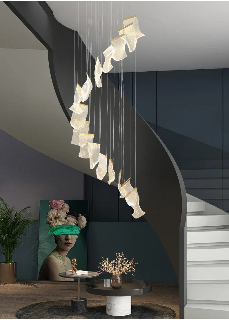 Modern LED Pendant Lights Living Dining Room Lighting Lustre Decor Chandelier Indoor Villa Duplex Stairs Hanging Lights Fixture