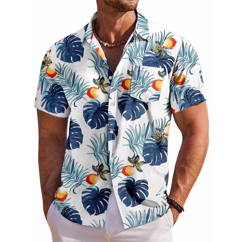 Men's Hawaiian shirt short sleeved printed button clothing summer beach shirt casual vacation comfortable and breathable