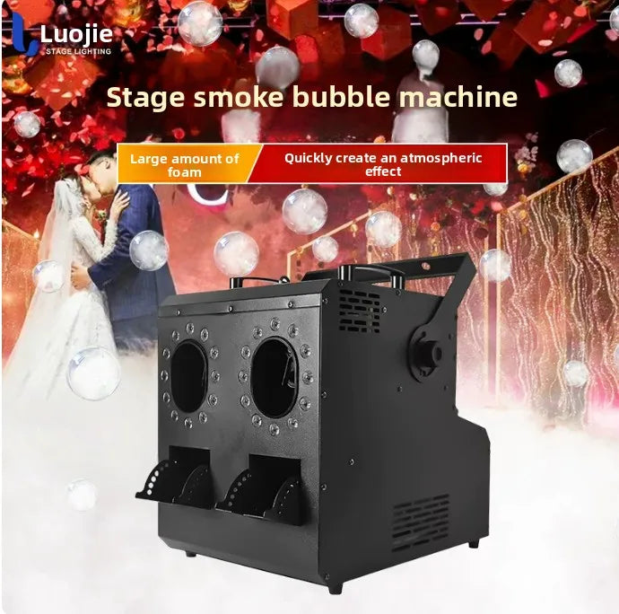 LED Dual Hole Fog Bubble Machine Stage Wedding Bar Large Bubble Blower Prop