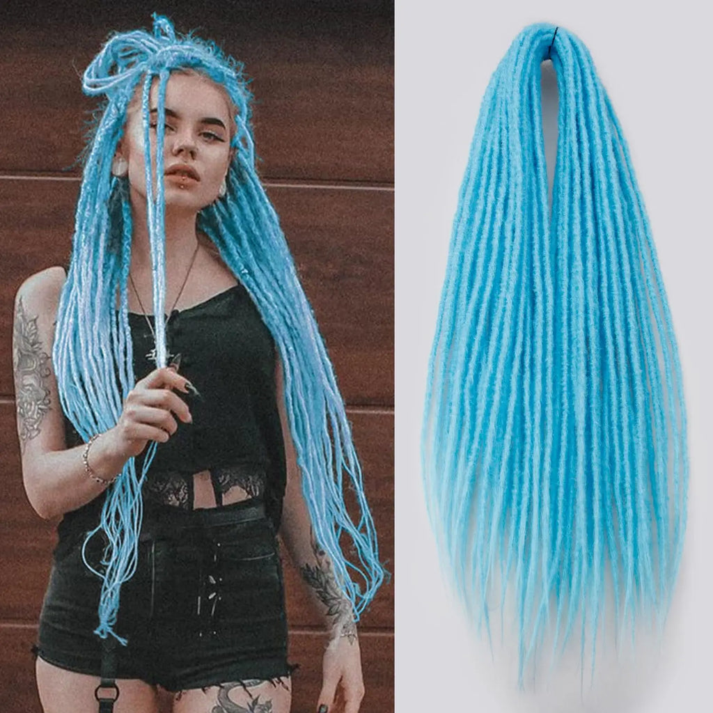 24' Dreadlocks Extensions Crochet Hair for Women 10 Strands Handmade Crochet Hair Braids 0.6cm Hippie Double Ended Dreadlock