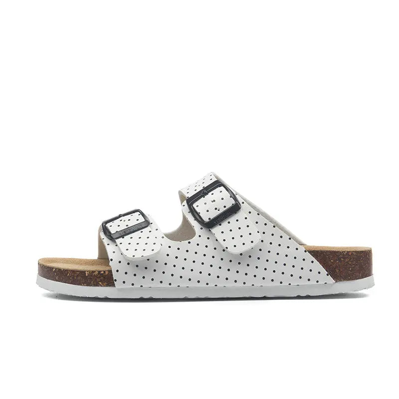 Hot Sales 2019 Summer Beach Cork Slippers Sandals Casual Double Buckle Clogs Sandalias Women men Slip on Flip Flops Flats Shoes