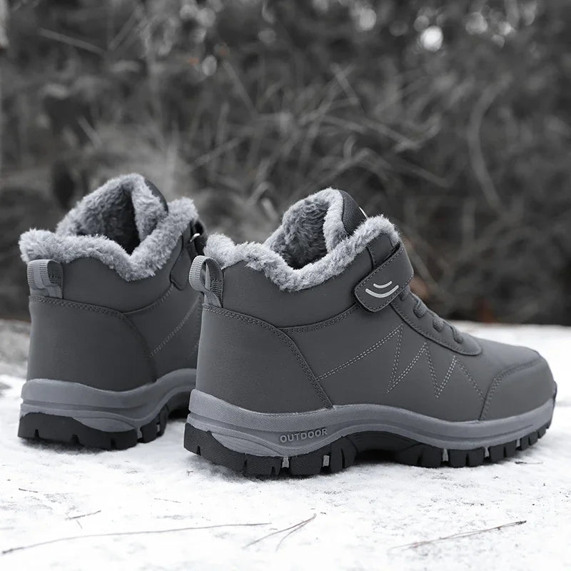 Men's Warm Snow Shoes Outdoor Leather Thick Plush Winter Man Casual Sneakers Original Waterproof Trend Sports