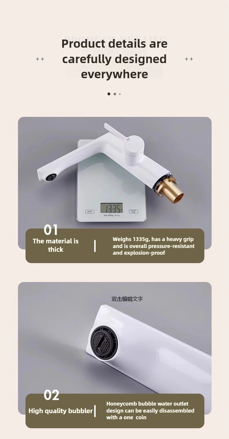 Modern Bathroom Sink Faucet Brass white or brushed gold gray Single Handle Deck Mounted Wash Basin Water Tap Hot And Cold Mixer