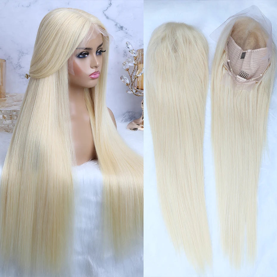613 HD Lace Frontal Wig 13x6 Straight Human Hair Wigs Blonde Human Lace Front Wig 200% Density 36 inch Lace Front Human Hair Wig