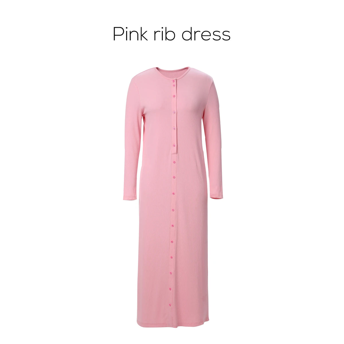 AP SS26 Women Rib Maxi Dress Comfortable Long Sleeve Lady Clothing Elegant