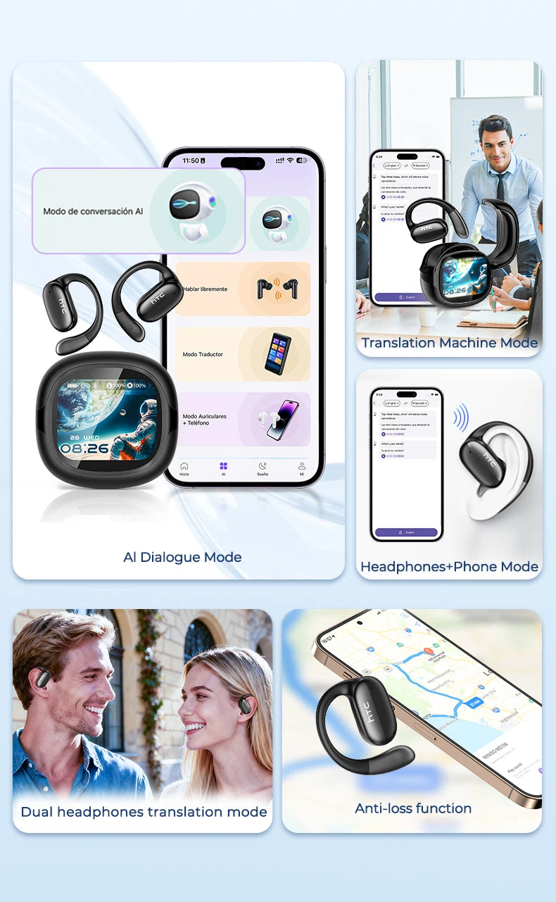 Bluetooth Headset Surround Sound Hi-Fi Stereo Comfort Fit Lightweight Open Ear for Sport Running HTC NE58 Wireless Earbuds