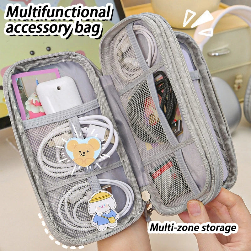 USB Charger Travel Organizer Bag – Mesh-Lined Portable Case for Cables, Adapters & Power Banks, Keeps Tech Gear Tidy