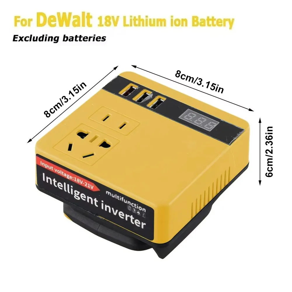 1Pcs 18V 20V To 220V Battery Inverter Multifunctional 120W Smart Transformer Household Dual Plug Outdoor Work Inverter