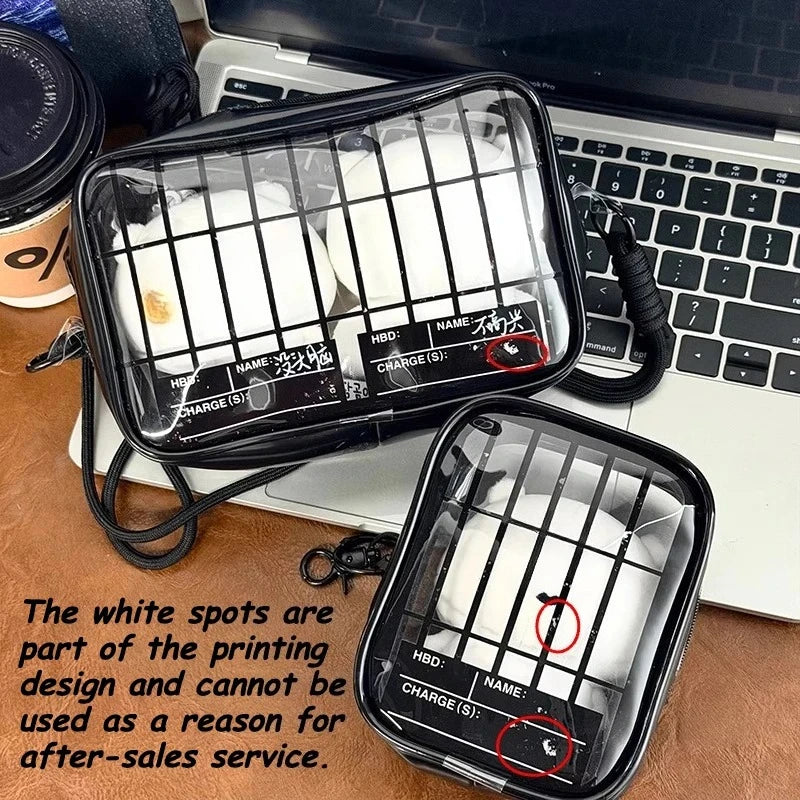 New Fun Creative Prison-themed Itabag Transparent Case For 13cm Doll Portable Clear Keychain Gift Box Collectibles Storage Pouch
