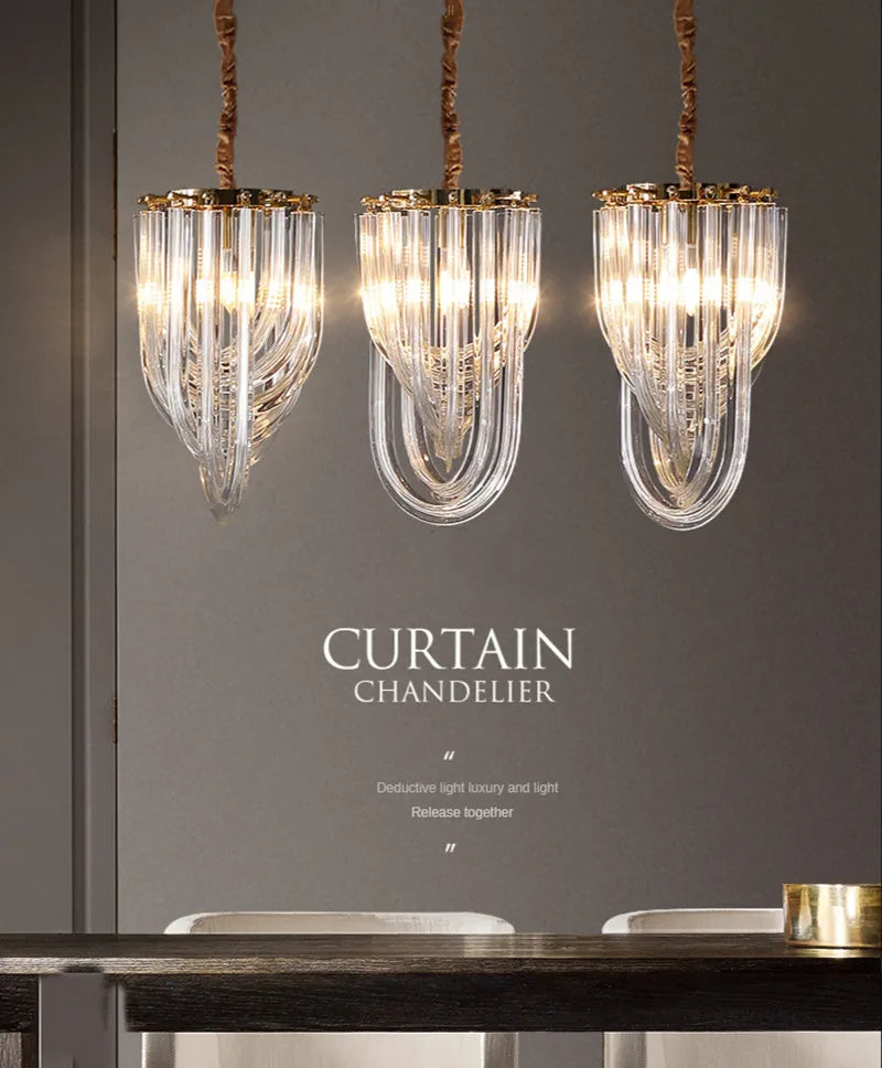 Modern Nordic U -shaped Glass Tube Living Room Chandelier Lighting Luxury Hotel Hall Bedroom Home Decor Suspension Pendant Lamps