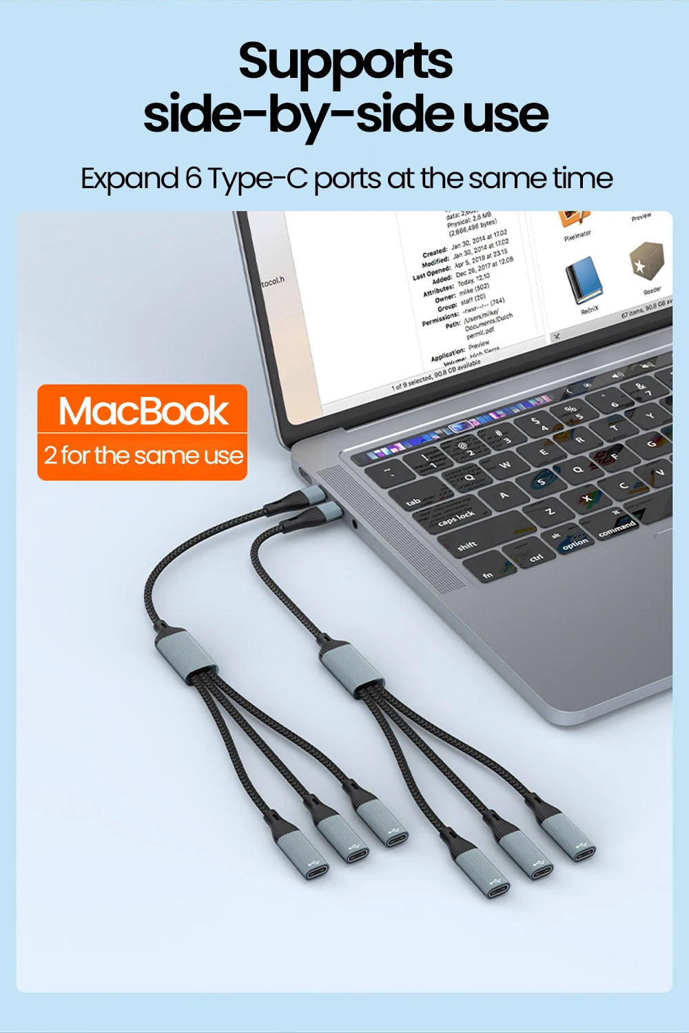 Elough USB to Type-c HUB Charging Cable Transmission Splitter Adapter OTG Computer Docking 3 in 1 Type-c Port HUB