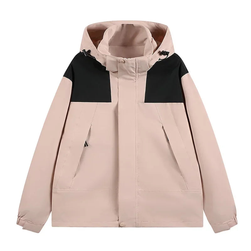 Women Outdoor Waterproof Cycling Jackets Autumn Winter Multi-Pocket Workwear Climbing Clothes Lightweight Loose Windbreaker Coat
