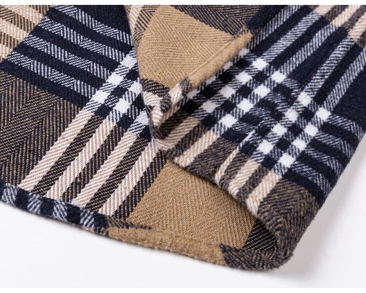 Men's Long Sleeve Flannel Plaid Shirt - Soft Pure Cotton, Button Down Shirts Thick Autumn Winter - Weekend Casual, Going Out