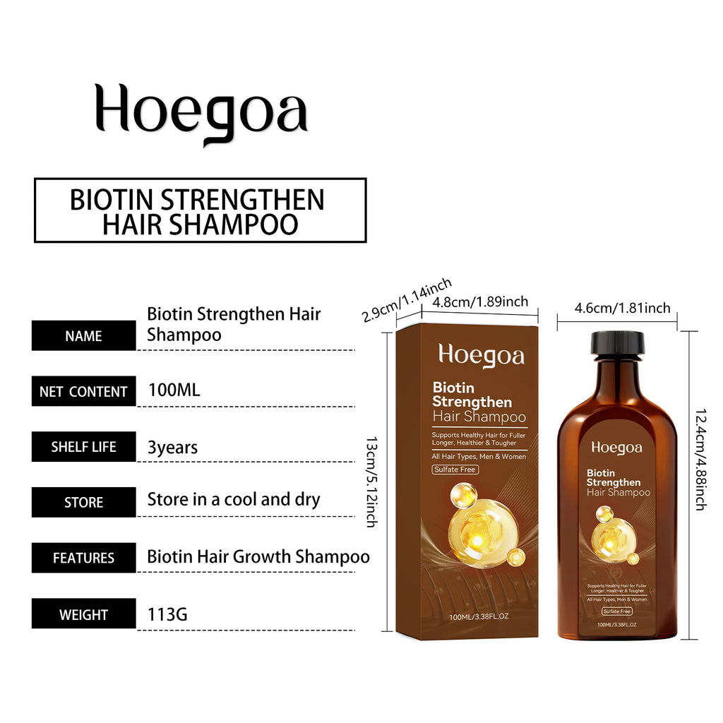 Hoegoa Thickening Hair Shampoo Gentle Cleansing Deep Moisturizing Scalp Refreshing Lightweight Hair Strengthening Shampoo 100ml