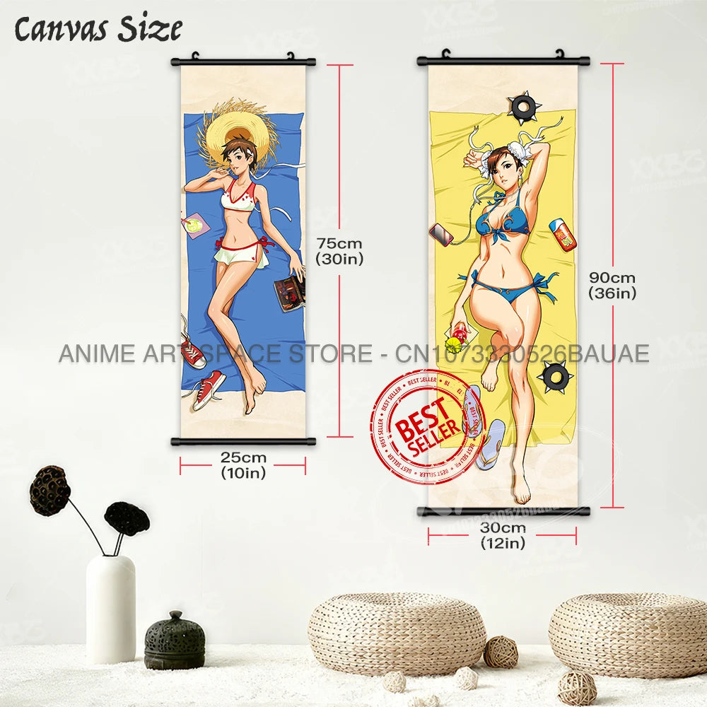 Street Fighter Hanging Painting Fighting Game Wall Artwork Gouken Scrolls Picture Sakura Kasugano Print Canvas Poster Home Decor