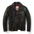 Retro Black Winter Leather Jacket Men Vintage Style Plus Size 5XL Genuine Natural Thick Cowhide Diagonal Zipper Leather Coat