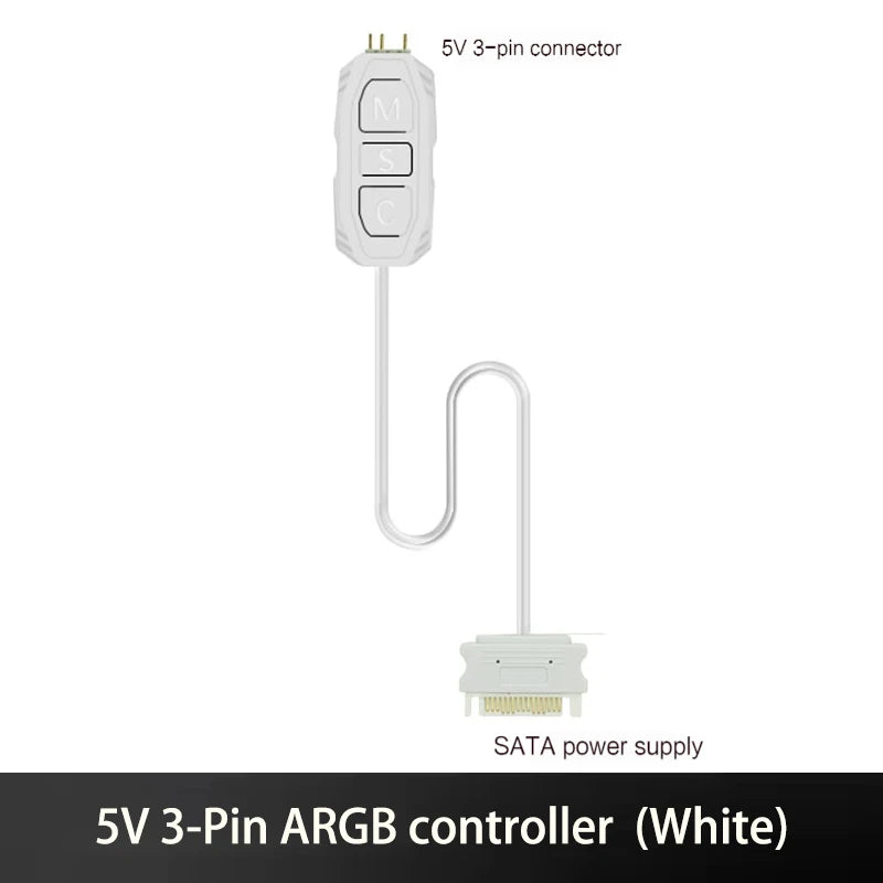 5V 3pin ARGB Controller To SATA Power Supply Mini RGB Controller For Computer Case ARGB Fans, Coolers, LED Stripes, Etc.
