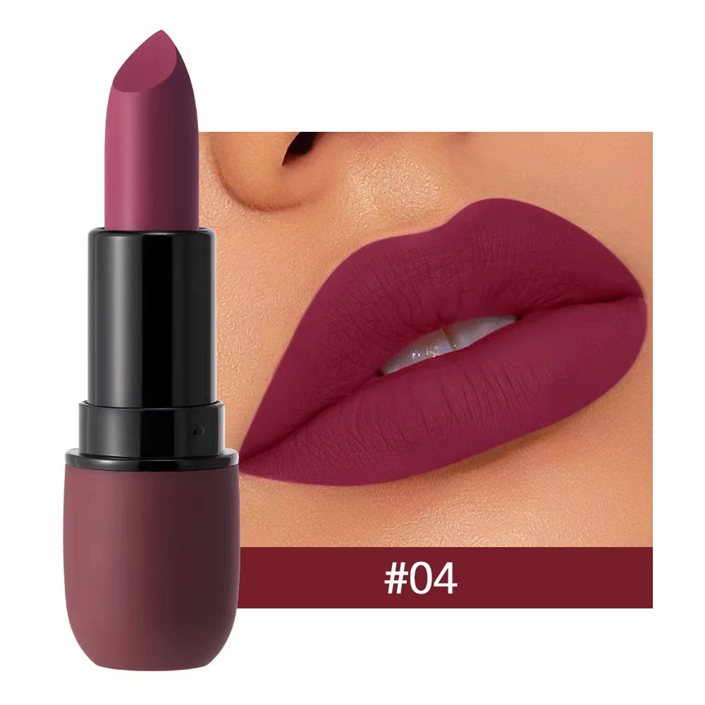 YABAOLIAN Matte Moist Lipstick Velvet Nude Lip Stick Long Lasting Waterproof High Pigment Non Dry 6 Shades Daily Makeup