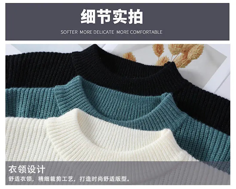 Sweaters men 2024 winter korean style mens warm sweater mens fashion sweaters Splicing color patterns Men's wool pullovers male