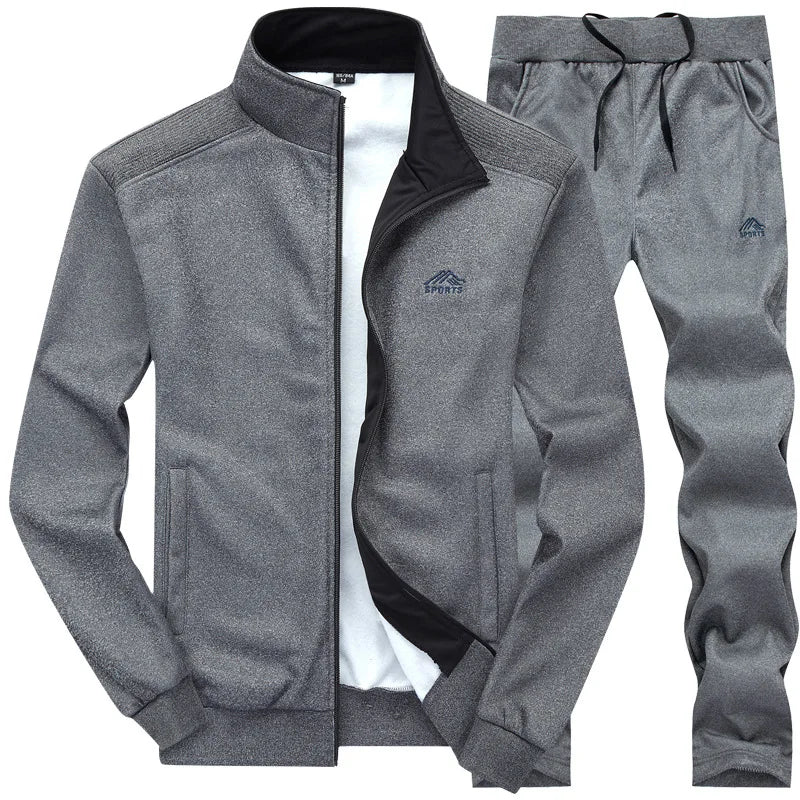2025 Gym Spring Jacket + Pants Casual Tracksuit Men Sportswear Tracksuits Men Polyester Sweatshirt Sporting Fleece ropa hombre