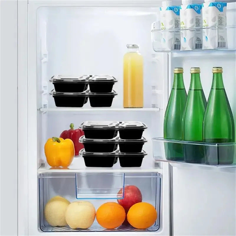 Disposable Food Boxes Compartments with Lids Portable Plastic Lunch Boxes Kitchen Refrigerator Fruit Takeaway Food Containers