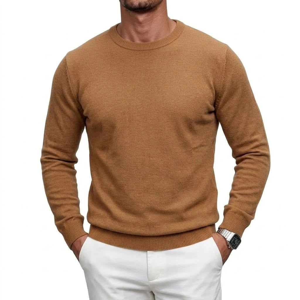 Mens Long Sleeve Knit Jumper Timeless Crew Neck Relaxed Pullover Cozy Knit Tops Business Office Apparel Thermal Knit Tees