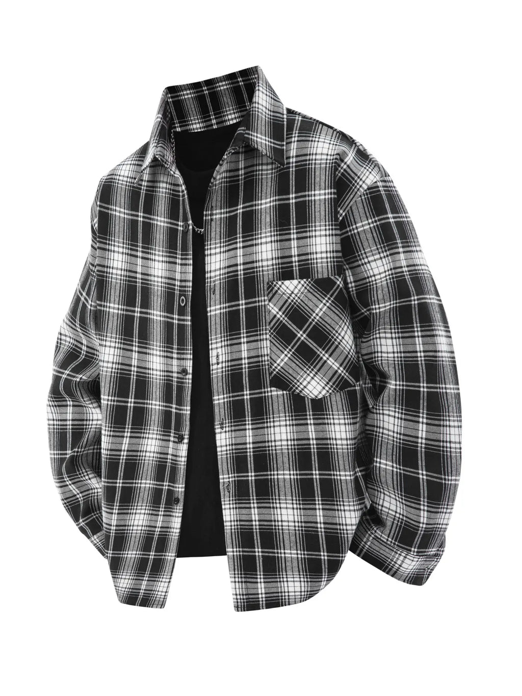 Spring and Autumn Men's Fashionable Plaid Shirt, Youth Outdoor Sports Casual Lapel Plaid Long-Sleeved Shirt That Can Be Worn Outside