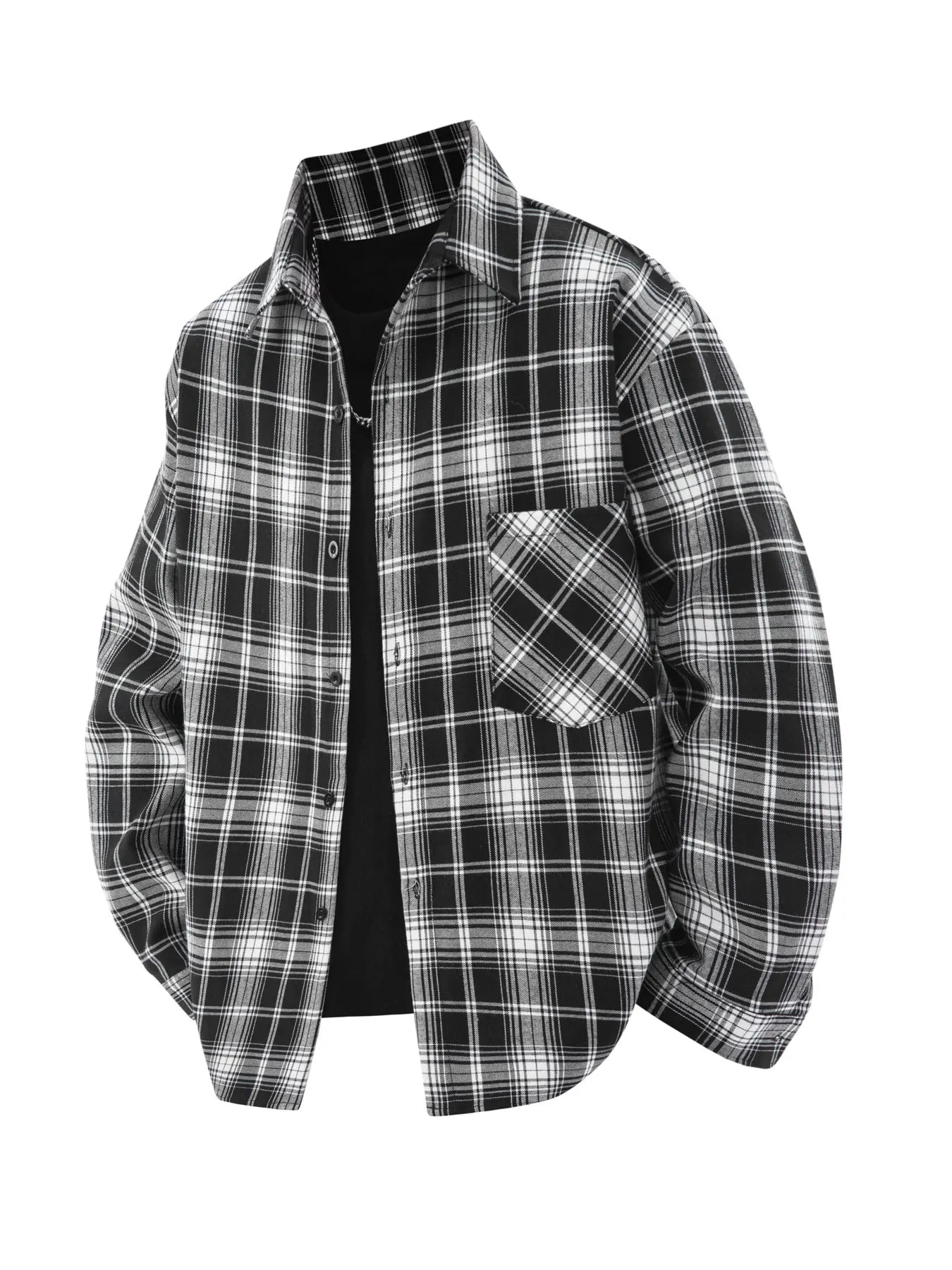 Spring and Autumn Men's Fashionable Plaid Shirt, Youth Outdoor Sports Casual Lapel Plaid Long-Sleeved Shirt That Can Be Worn Outside