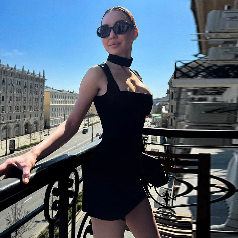 Fashion Printed Corset Belt Dress Women's Square Collar Sleeveless Zippers A-Line Short Gown  2026 Summer New Lady Party Wear