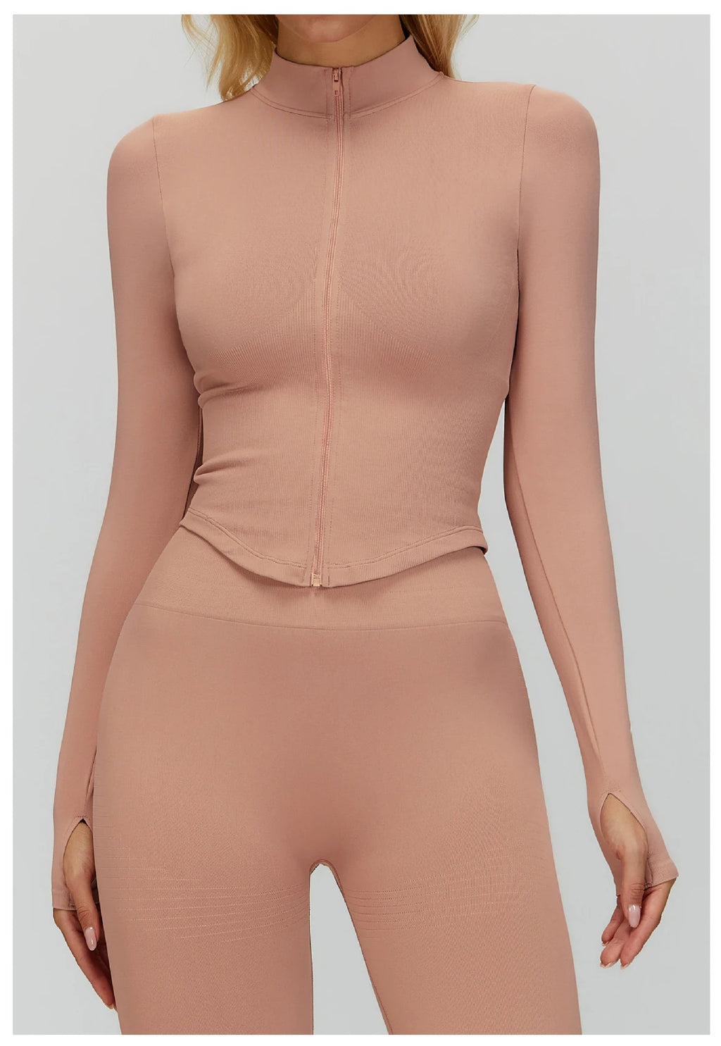 Zipper Yoga Shirts For Women Long Sleeve Seamless Fitness Running Gym Jacket Workout Dry Fit Breathable High Elastic Sports Top