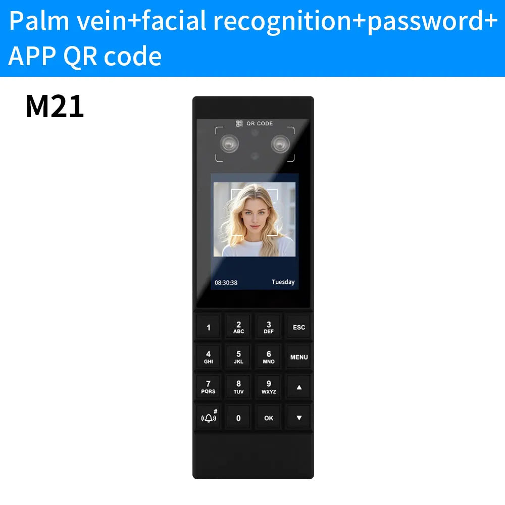 Palm Vein Face Fingerprint Recognition Attendance Machine Mobile APP QR Code Check-In Password Time Clock Access Control System