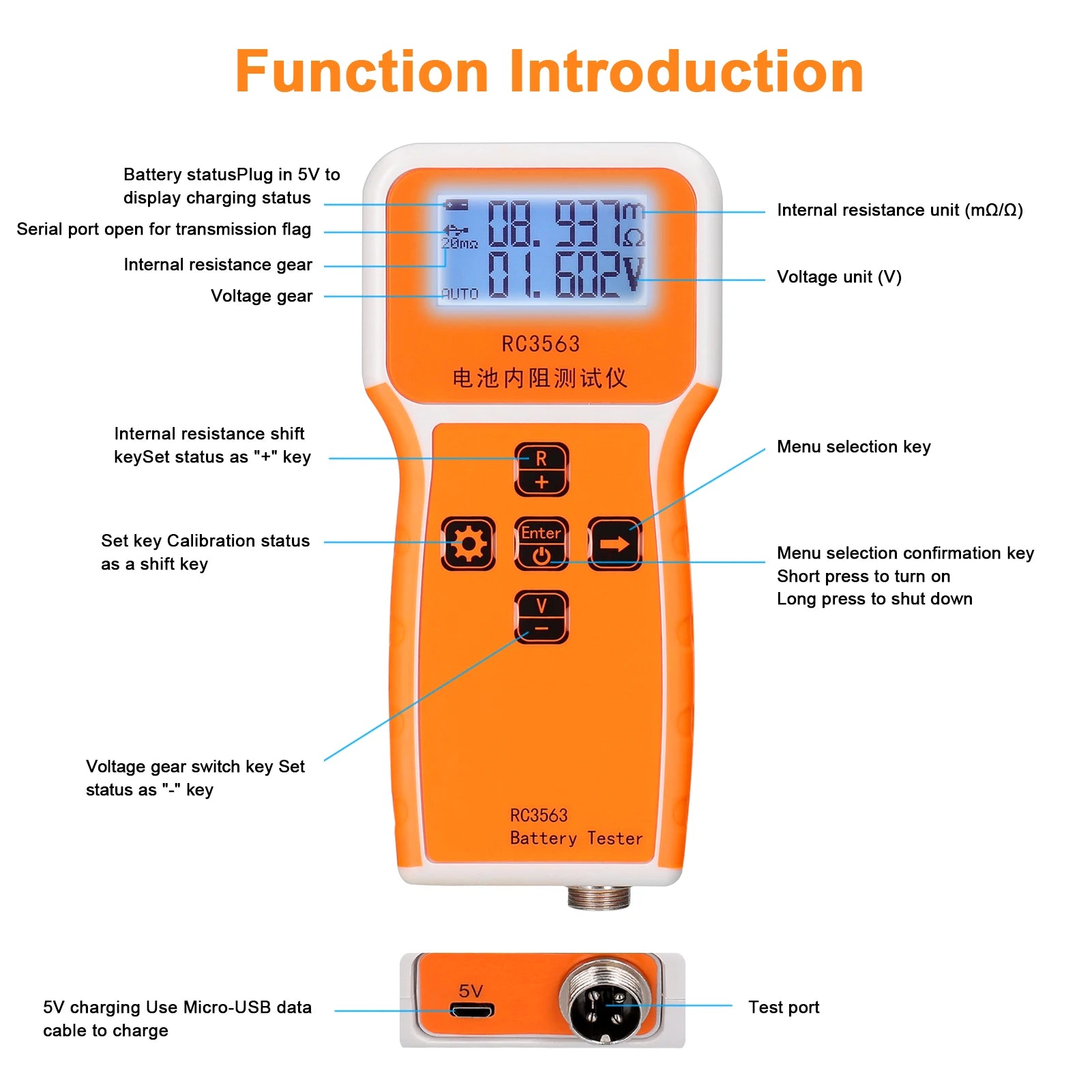 RC3563 Battery Voltage Internal Resistance Tester High-precision Trithium Lithium Iron Phosphate 18650 Battery Tester Ohmmeter