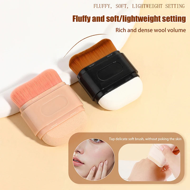 1 Pcs Professional Foundation Makeup Brush Double-ended Wave Top Contour Brush For Beauty Blending Liquid Powder Concealer Cream