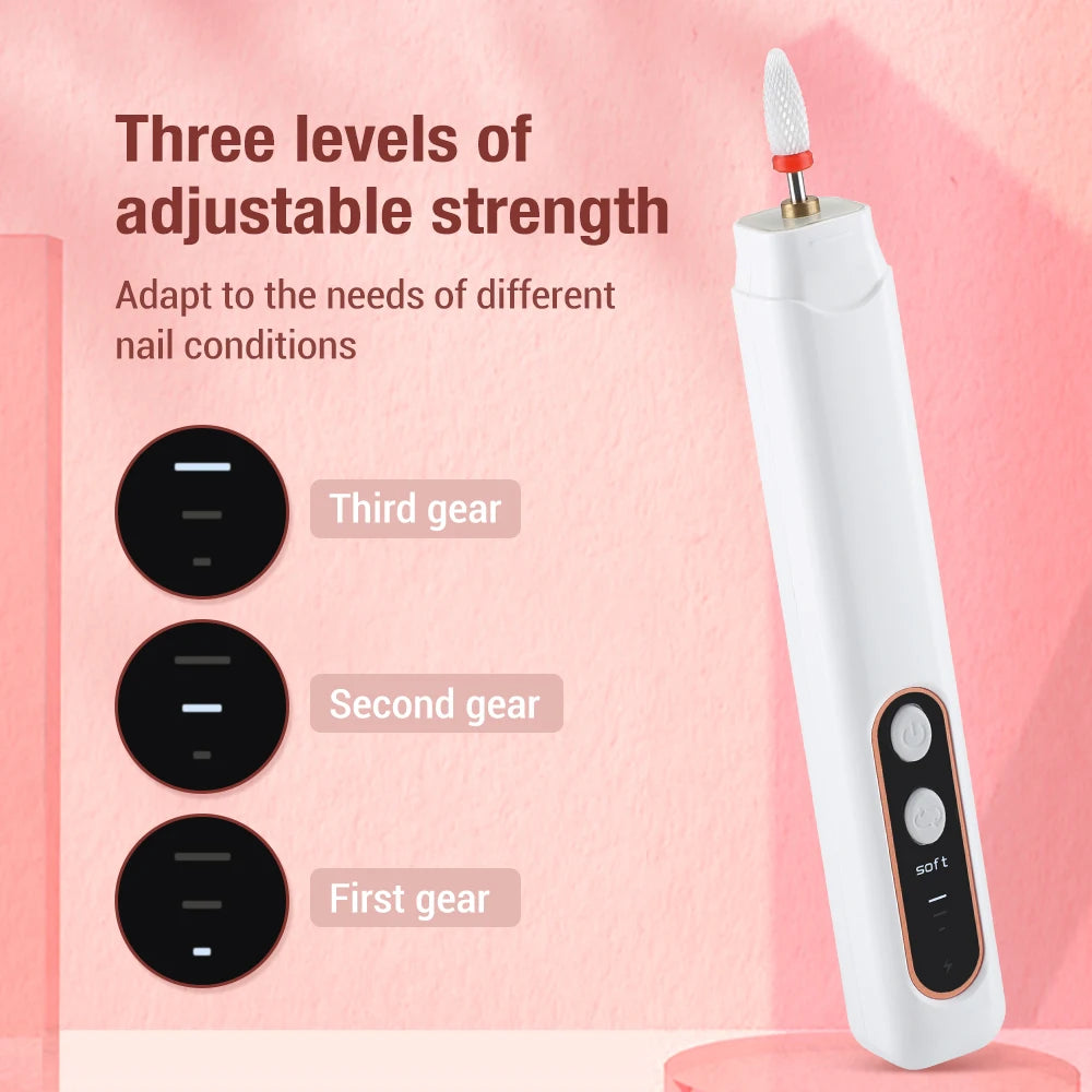 New 45000RPM Professional Electric Nail Drill Machine Low Noise Rechargeable Nail File Nails Accessories Gel Nail Polish Sander