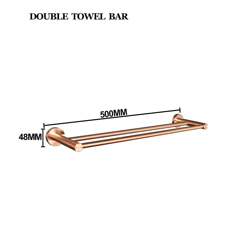 High-quality Brushed Rose Gold 304Stainless Steel Beautiful Wall Hook Toilet Paper Holder Towel Bar Bathroom Accessories