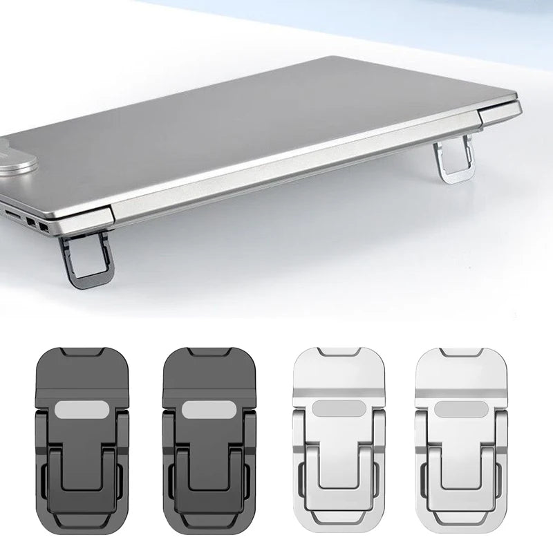 2/4pcs Portable Zinc Alloy Laptop Support Stand With 2 Adjustable Angles Foldable Invisible Laptop Riser For Macbook Notebook