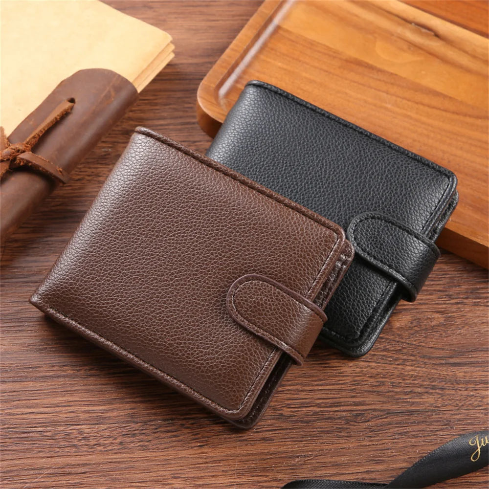 Vintage PU Leather Mens Wallets Solid Sample Style Zipper&Hasp Purse Card Holders Famous Brand High Quality Male Wallet