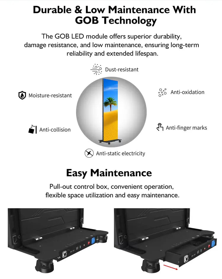 Floor-to-ceiling large poster display P1.53P1.86P2P2.5P3 digital signage, portable indoor LED display