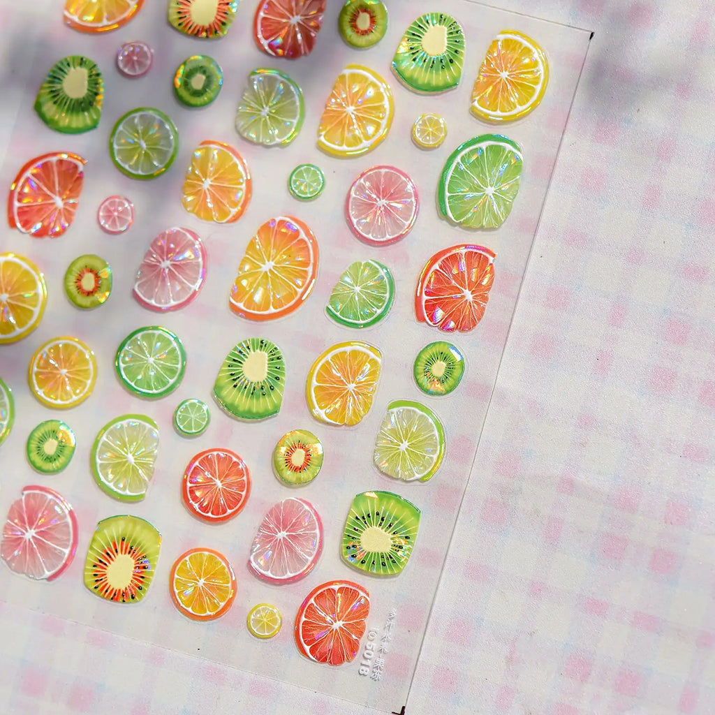 Sweet Summer Delicious Watermelon Ice Cream 5D Nail Art Sticker Elegant Bowknot Cool Ice Square Jelly Nail Decals for Manicure