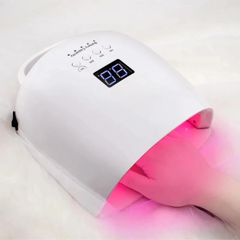 86W Lamp for Manicure Rechargeable Cordless Sun UV LED Lamp Nail Dryer For Curing All Gels 52 LEDs Light with LCD Timer Sensor