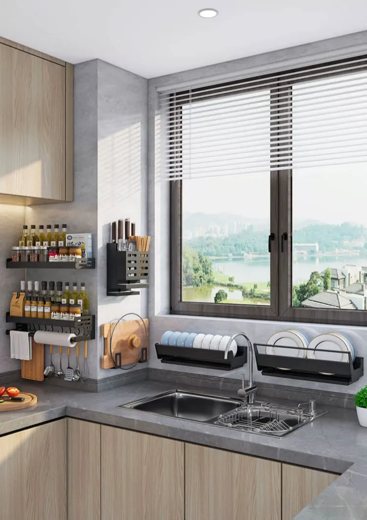 Wall Mounted Kitchen Dish Drainer Dish Drying Rack  Storage & Organization Kitchen Gadgets Shelf Useful Things For Kitchen