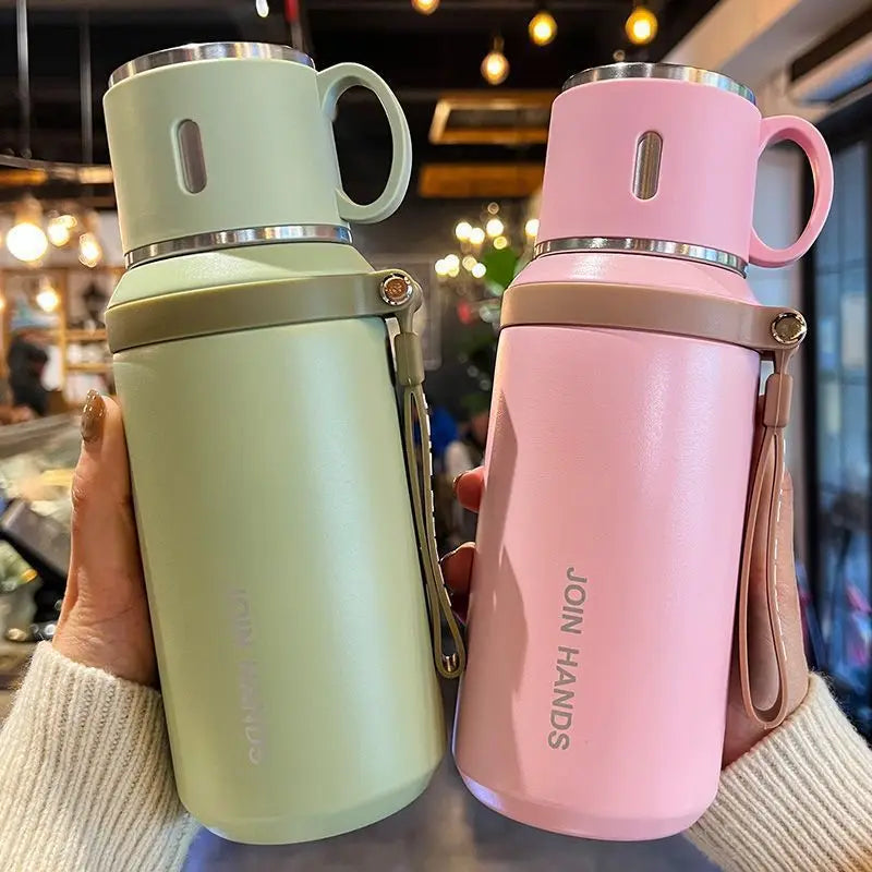 600ml Stainless Steel Coffee Cup Travel Thermal Mug Leak-Proof Thermos Bottle Tea Coffee Mug Office Business Style Thermos