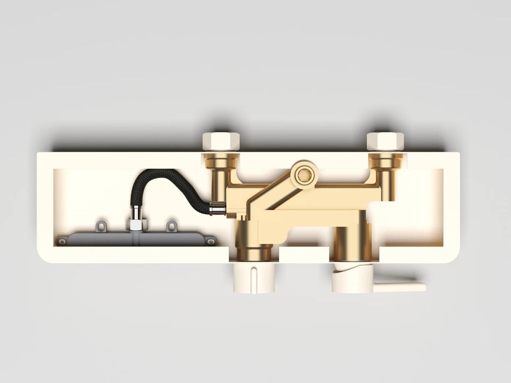 KEMAIDI Rose Gold Bathroom Shower Set Rainfall Hot And Cold Control Multifunctional Bath Shower Faucet System W/ Hand Shower