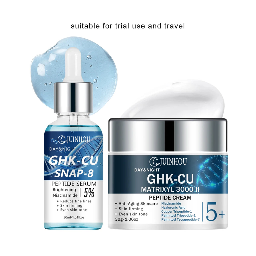 JUINHOU Face Serum Cream Set Blue Copper Peptide SNAP-8 Matrixyl 3000 II Anti Aging Makes Skin Youthful For Mature Facial Skin