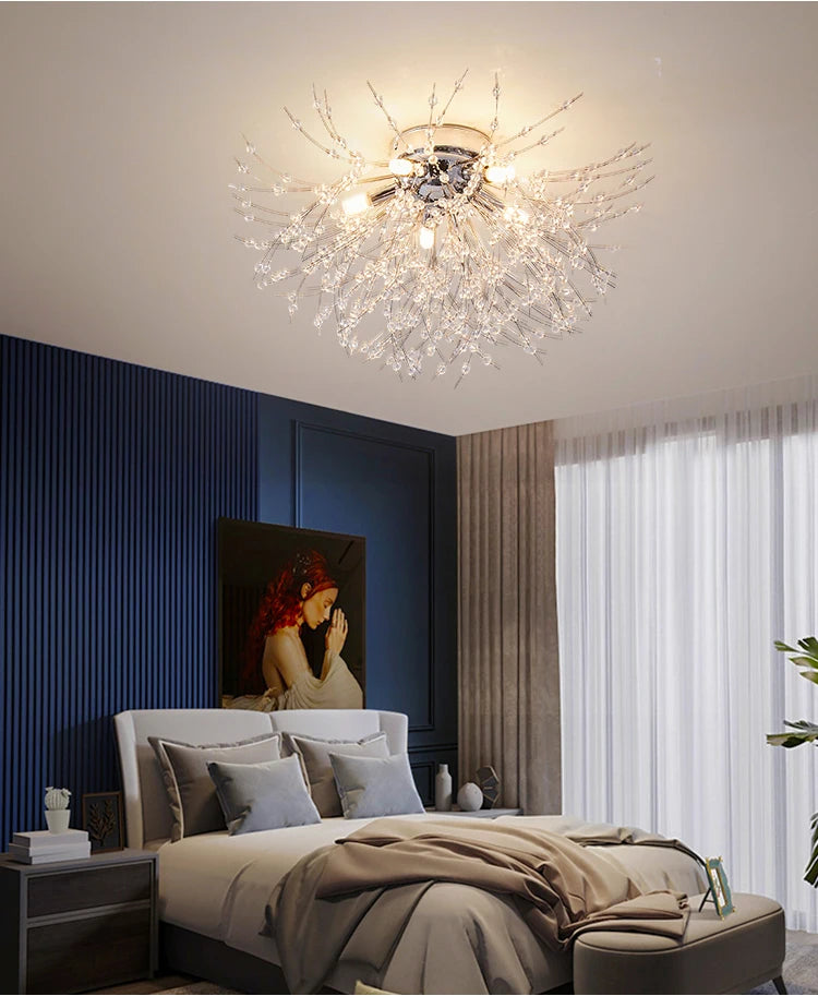Dandelion Crystal Chandelier Nordic Modern Living Room Dining Room Bedroom Ceiling Light Room Light Fireball Decorative Light