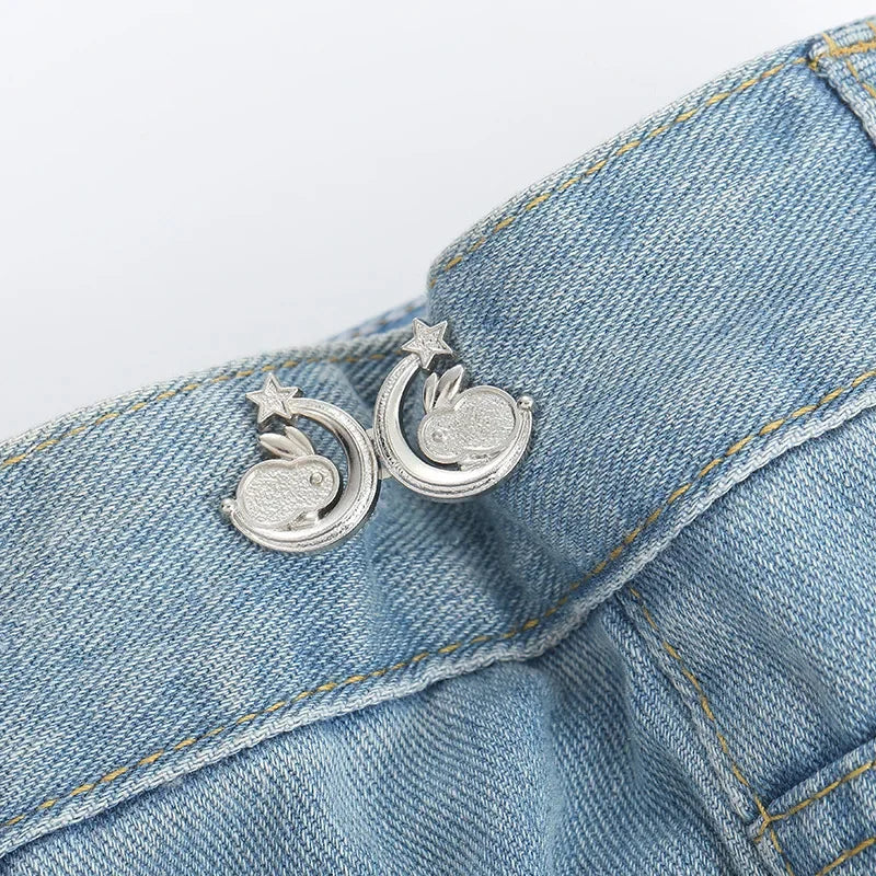 Bowknot Button Adjuster for Pants and Skirts Waist Tightener Adjustable Waist Buckle for Jeans No Sewing Required Easy To Use