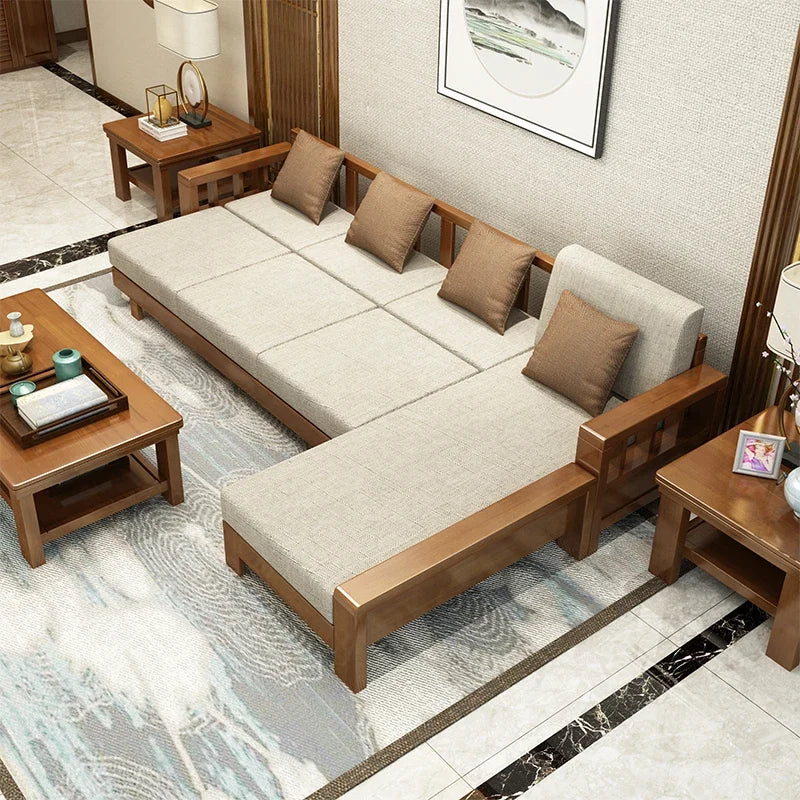 For Nordic Simple and Modern Design of the Size of the Living Room Furniture Combination Set Solid Wood Sofa