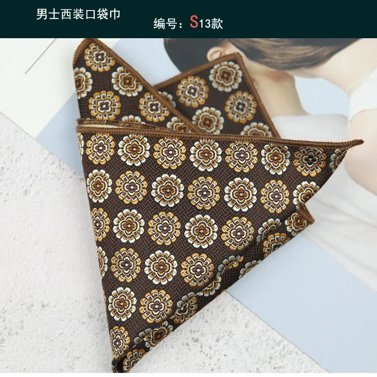Maillard Men's Suit Pocket Towel Dress Chest Towel Retro Suit Coffee Pattern Small Square Scarf Wedding Fashion 22*22cm
