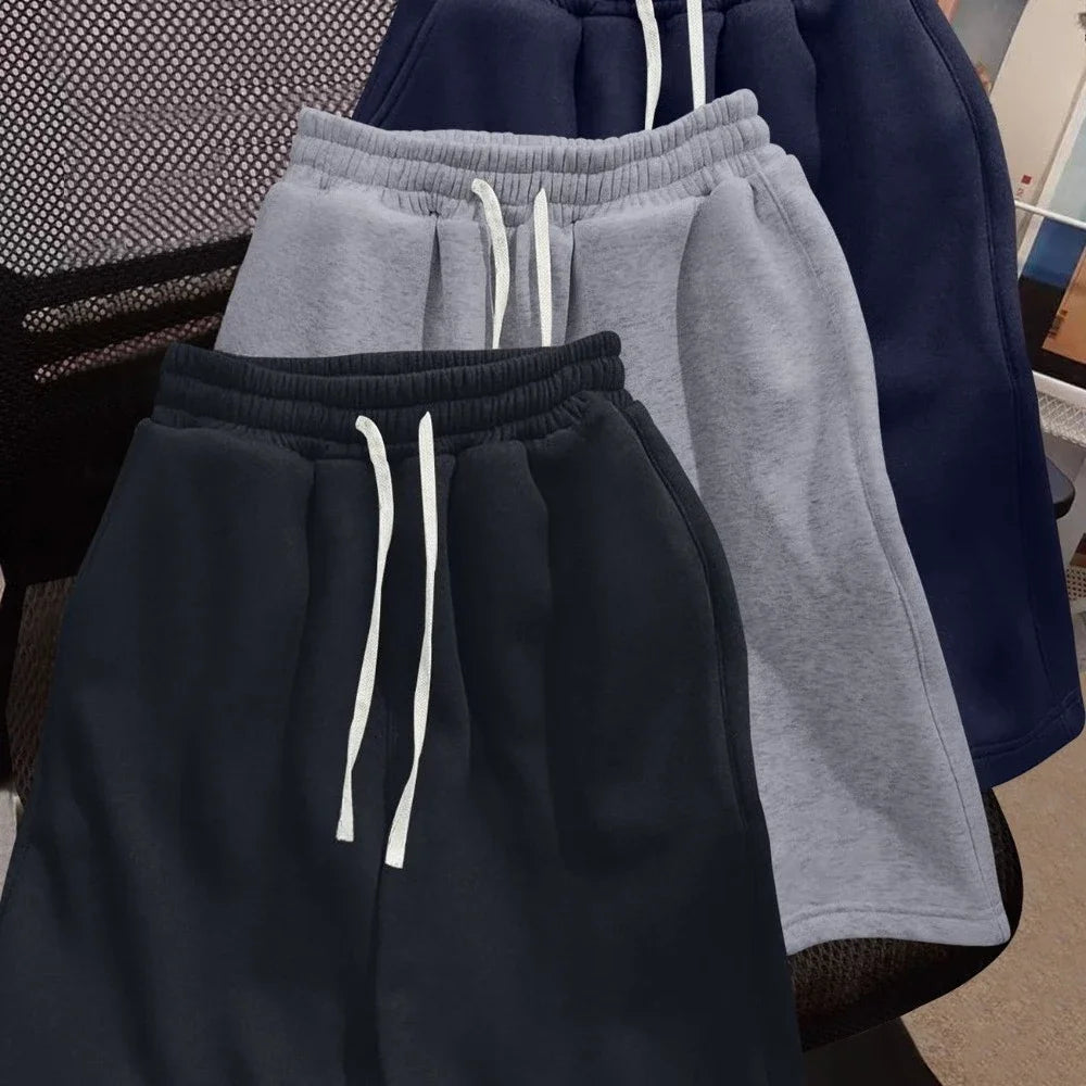 Comfortable Fitness Mens Summer Casual Shorts Drawstring Athletic Shorts Loose Women Cotton Sweatpants Sports Jogging Beach Pant